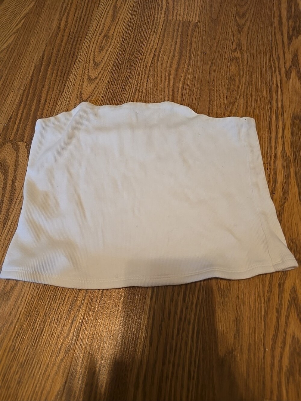 Pink Rose White Ribbed Mini Tube Top - Stretchy Knit